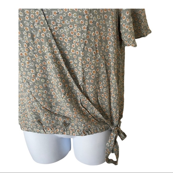 Pink Rose Floral Faux Wrap Blouse Size L - Picture 2 of 5